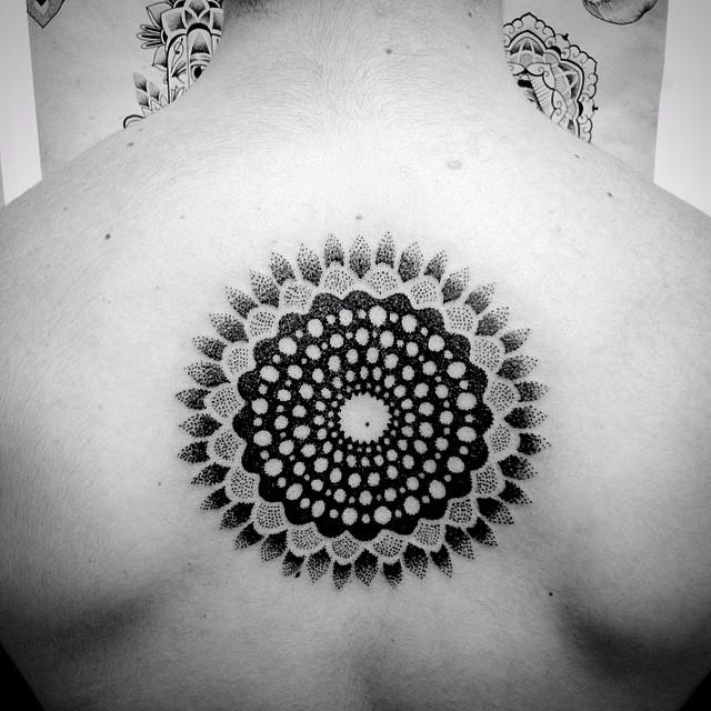 Saturated Dots Petals Tattoo on Back