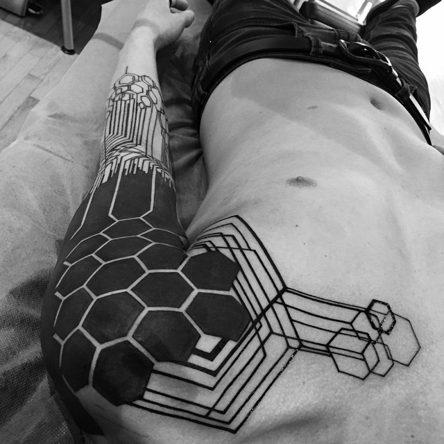 Shoulder Honeycomb Tattoo Sleeve