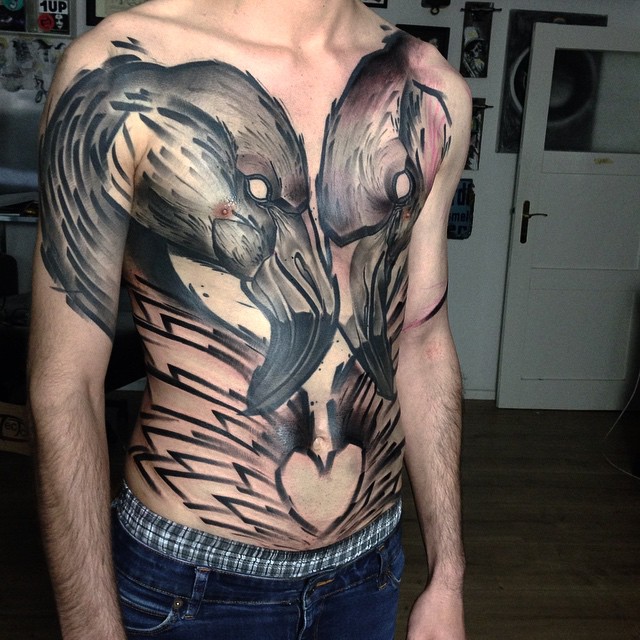 Beautiful Heart and Birds Tattoo