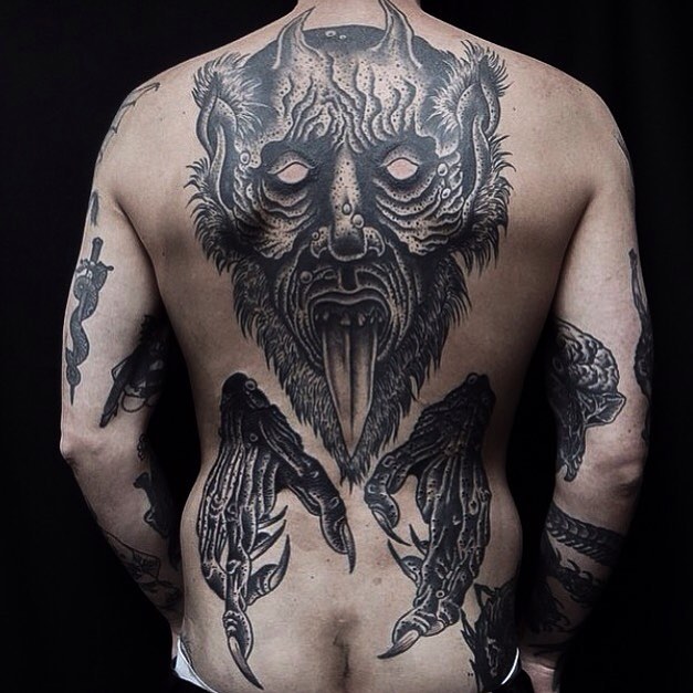 Cool Demon Back Tattoo