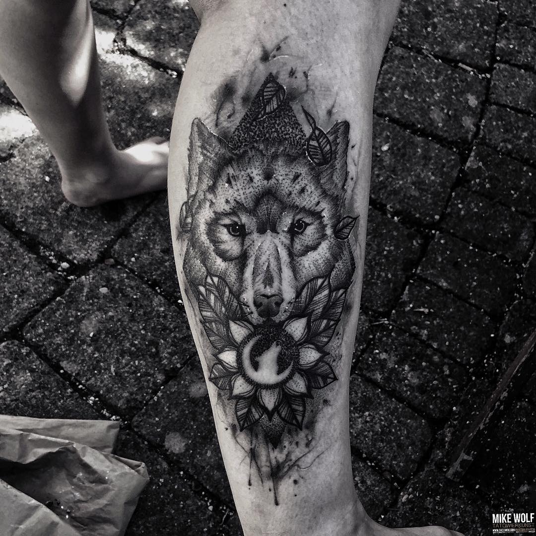 Moon Wolf Tattoo