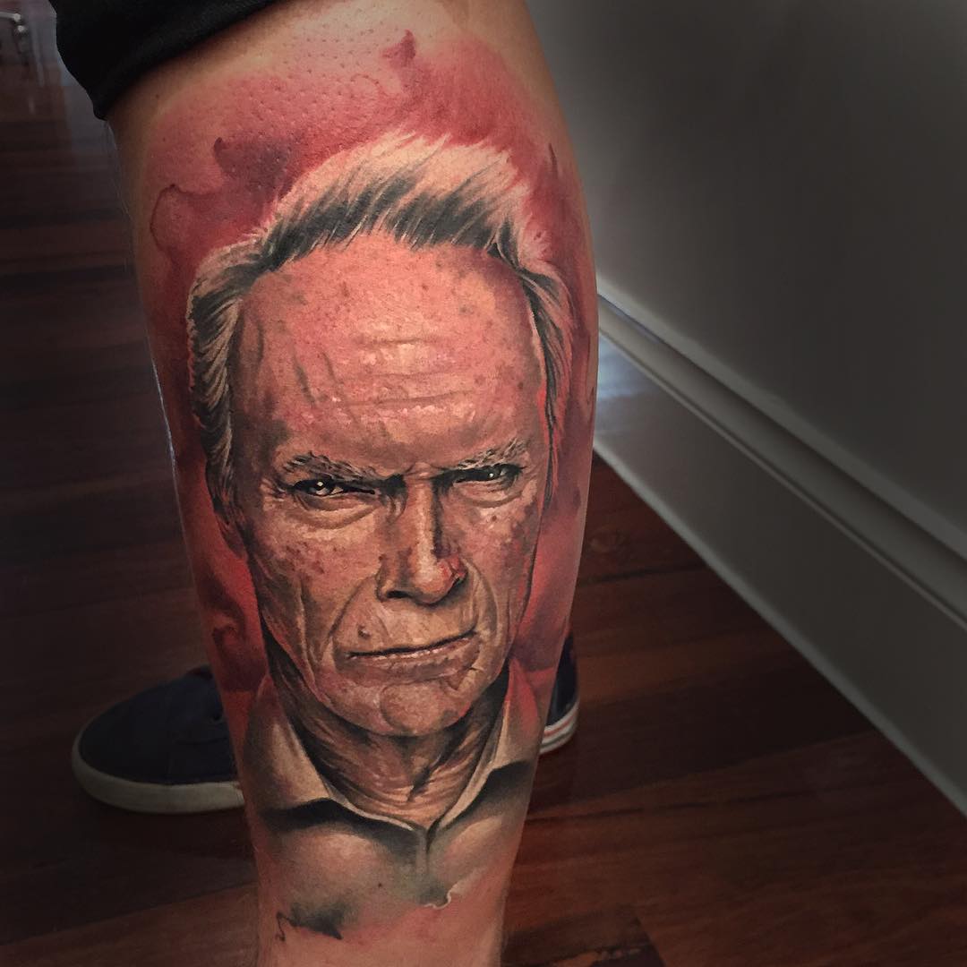 Realistic Clint Eastwood Tattoo