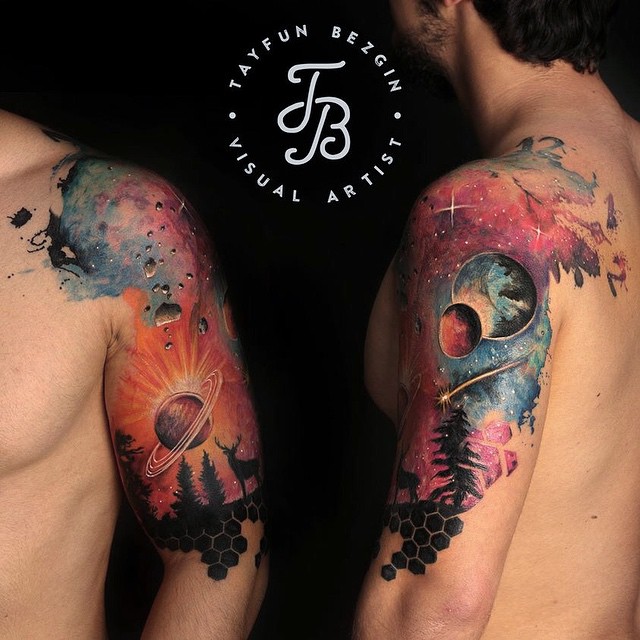 Sky Space Tattoo on Shoulder