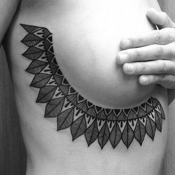 Under Breast Leaves Tattoo