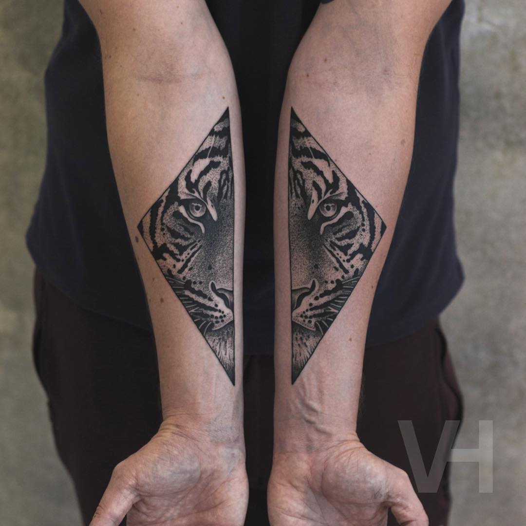 Black and Grey Tiger Tattoo