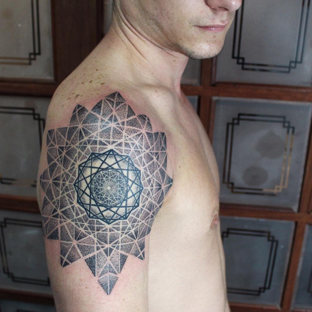 Complex Geometry Tattoo on Shoulder