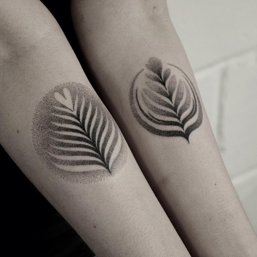 Contrast Leaf Tattoos on Shins