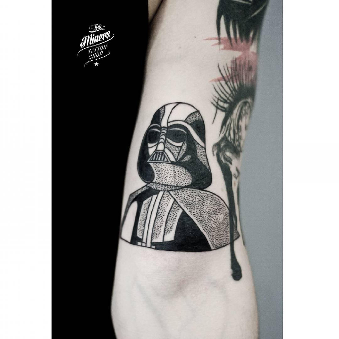 Dotwork Darth Vader Tattoo on Arm
