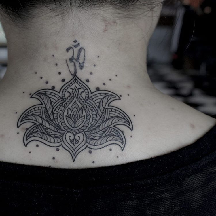 Lotus Neck Tattoo
