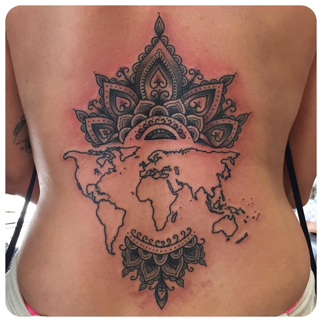 Mandala World Map Tattoo