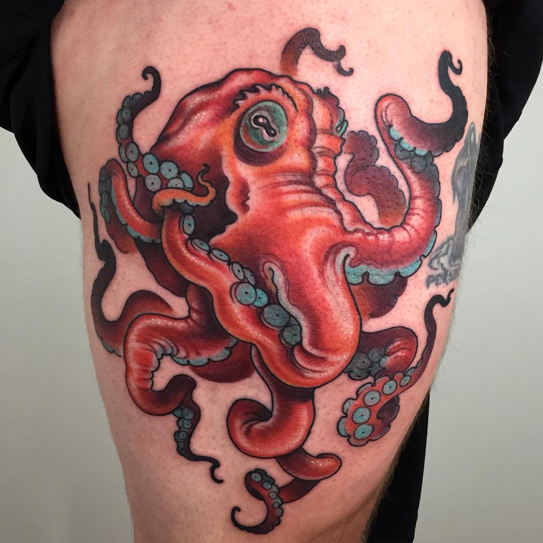 Octopus Tattoo on Thigh
