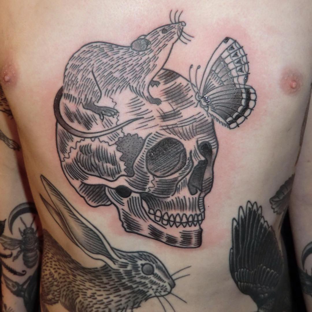 Skull and Butterfly Tattoo
