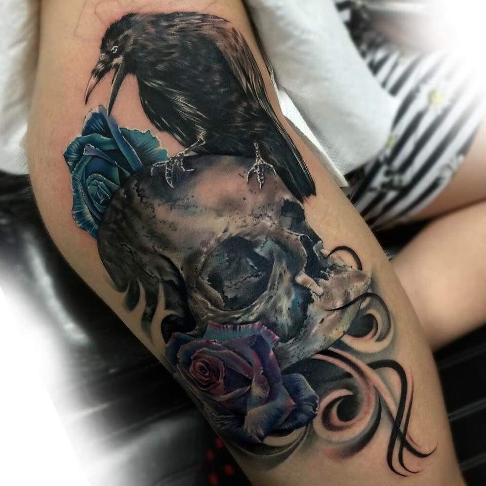 Skull and Roses Tattoo