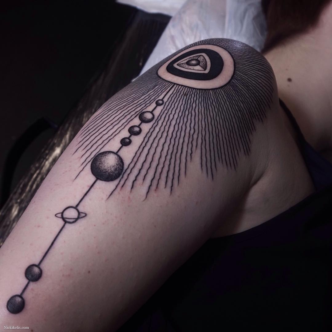 Shoulder Solar System Tattoo