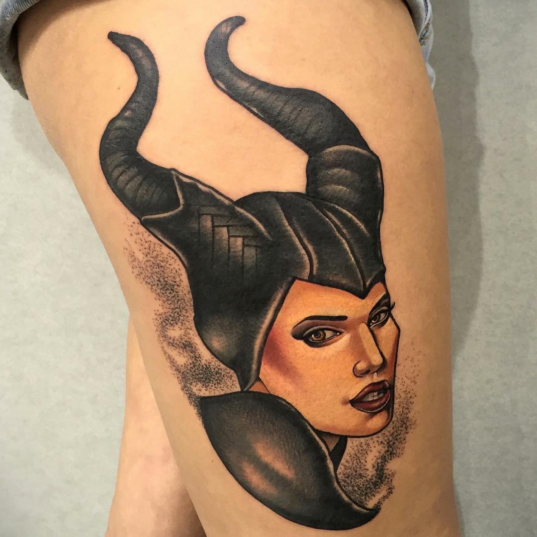 Thigh Maleficent Tattoo
