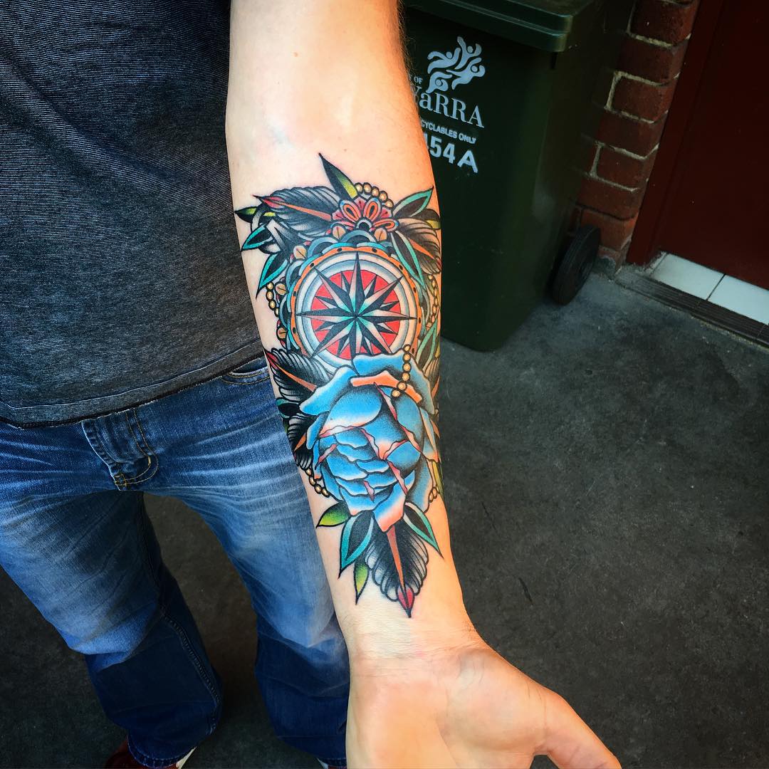 Compass Wrist Tattoo