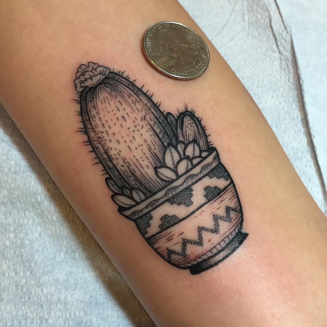 Dotwork Cactus Tattoo