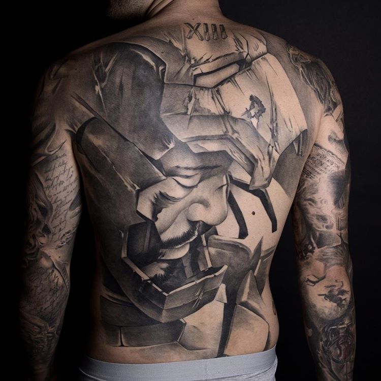 ironman tattoo - a portrait on full back