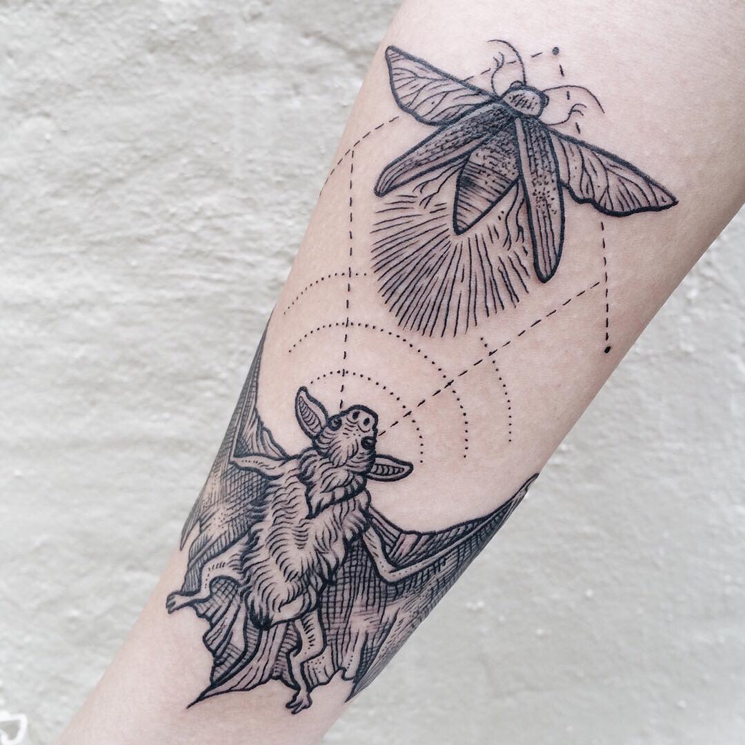 Hunting Bat Tattoo