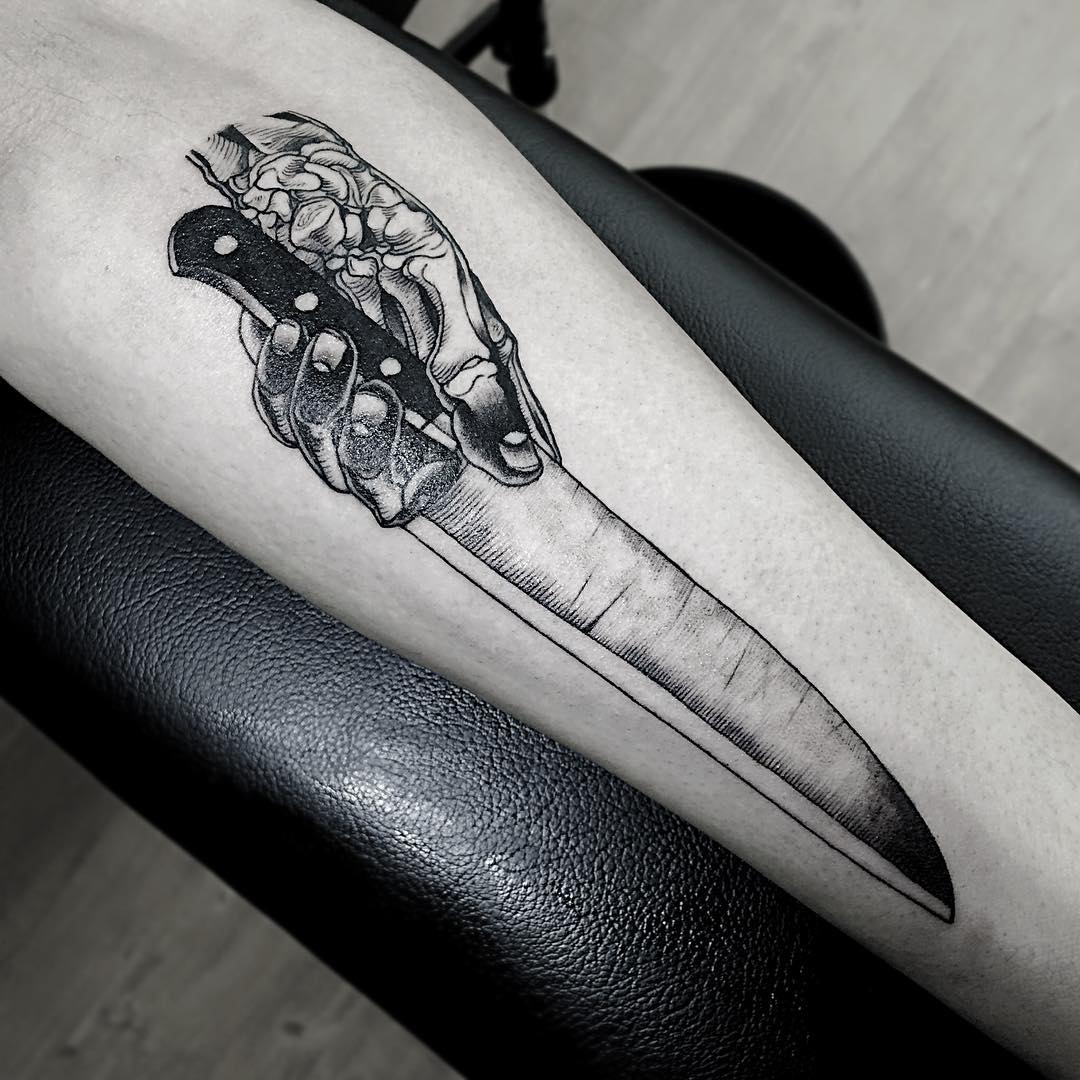 Knife in Hand Tattoo