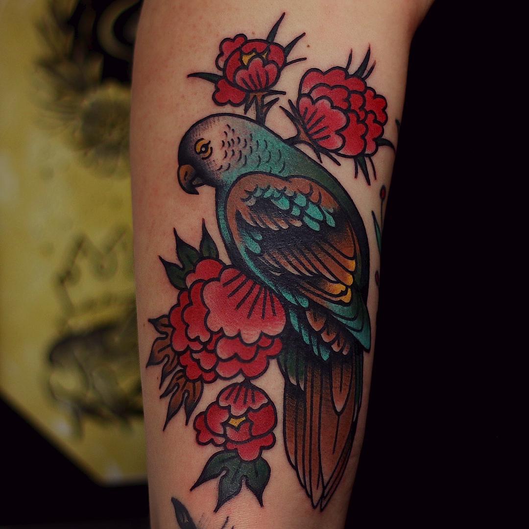 Traditional Parrot Tattoo