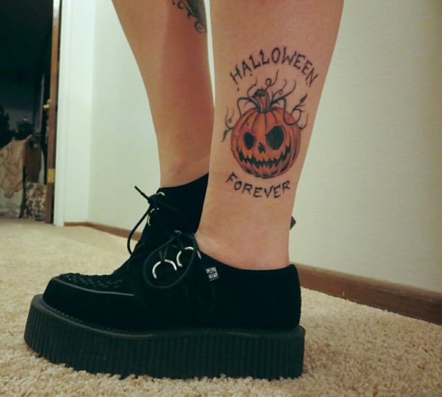 Ankle Halloween Forever Tattoo