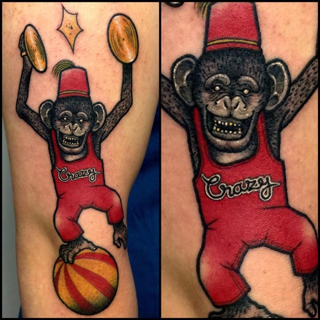 circus crazy monkey tattoo