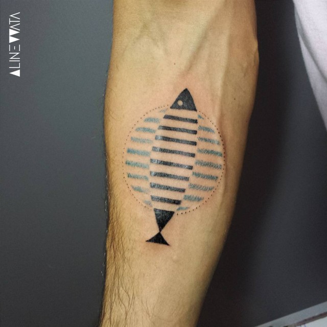 schematic fish tattoo