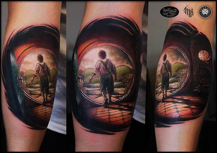 the Hobbit Movie inspired tattoo idea on leg
