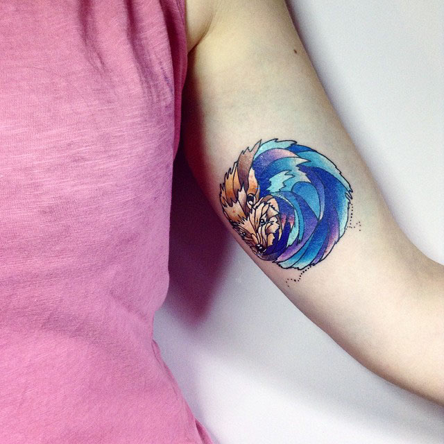 hedgehog tattoo on arm