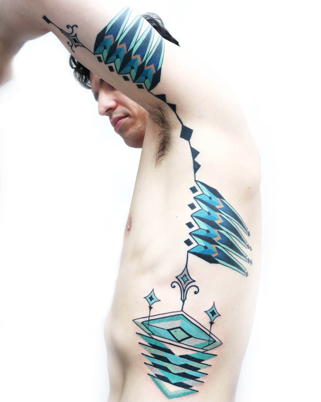 abstract side rib tattoo