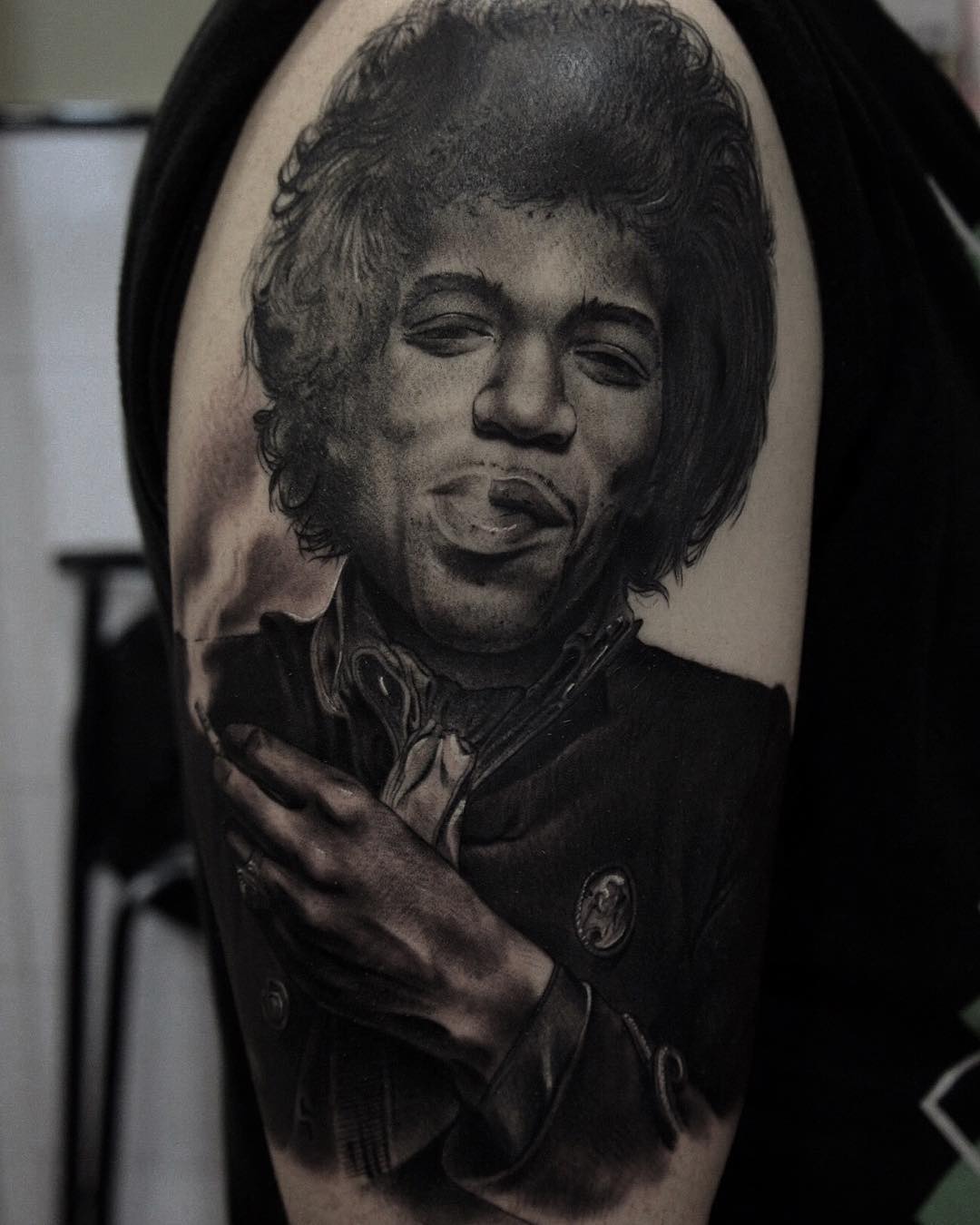 Smiling Jimi Hendrix Tattoo