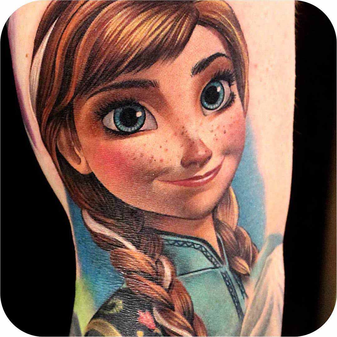 cartoon Frozen Anna Tattoo