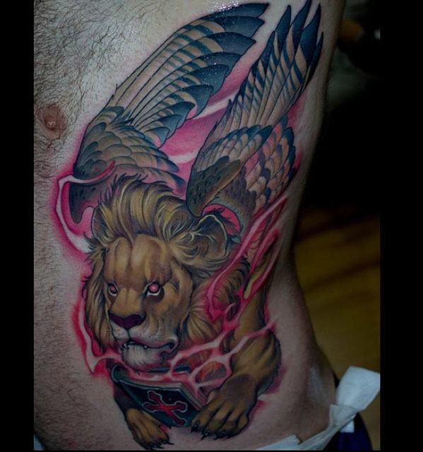 side lion with wings tattoo manticore