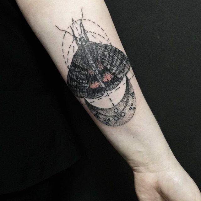 motth and little moon tattoo