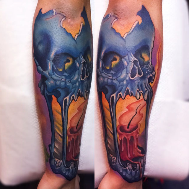 skull candle tattoo lantern
