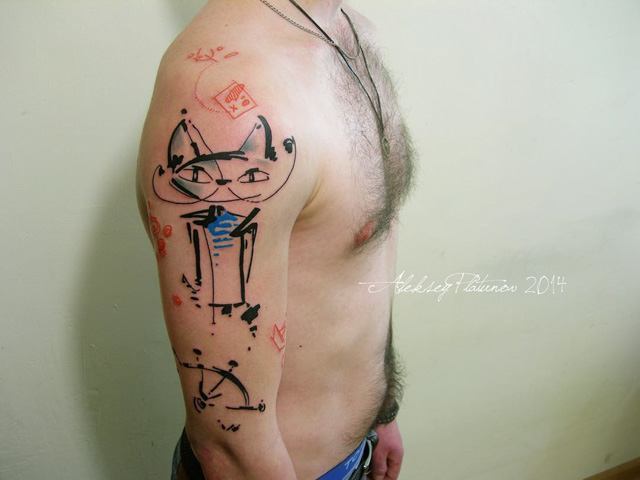 tattoo abstraction cat