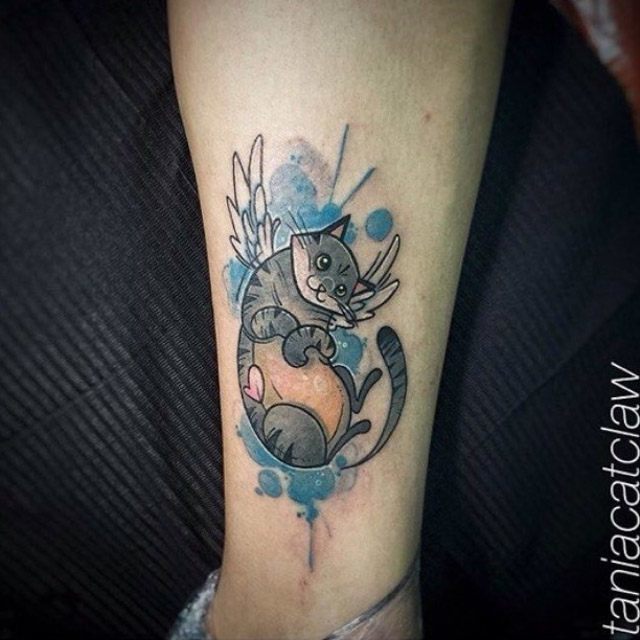 small loving cat tattoo
