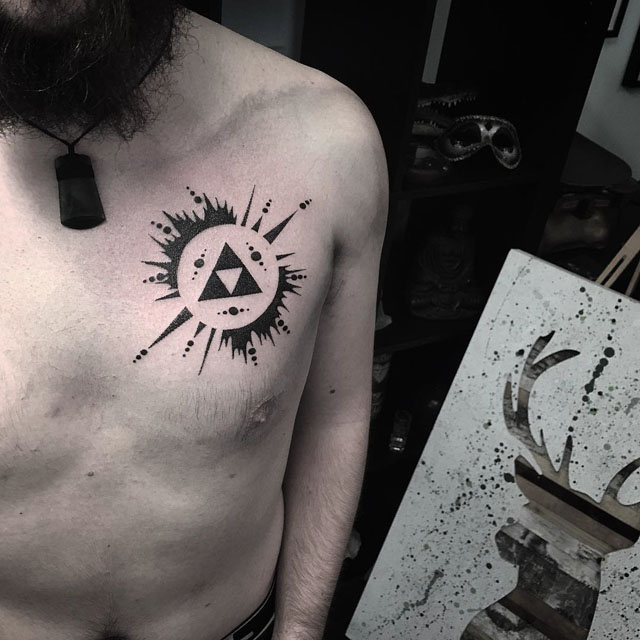 chest tattoo blackwork