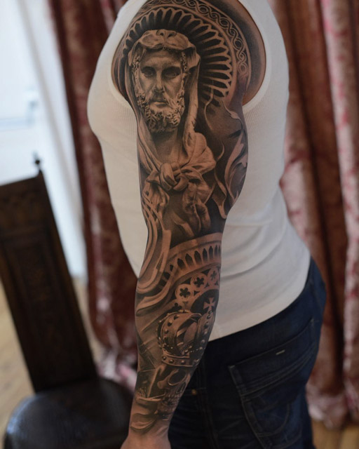 Relligious Tattoo Full Sleeve