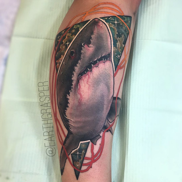 space shark tattoo