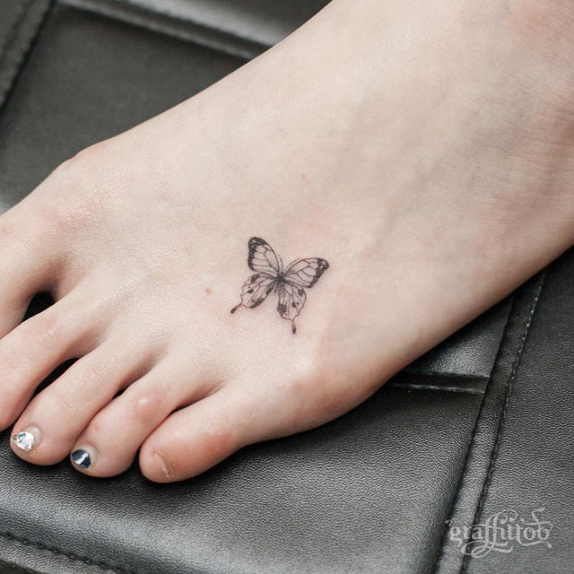 foot tattoo buterfly