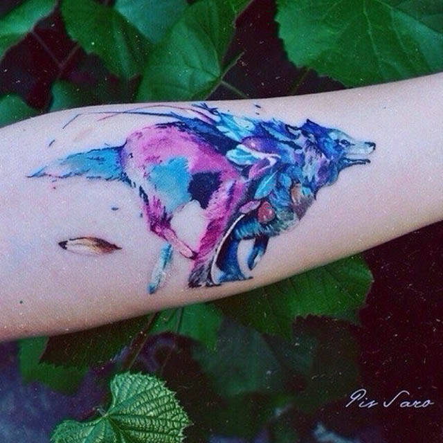 wolf tattoo watercolor