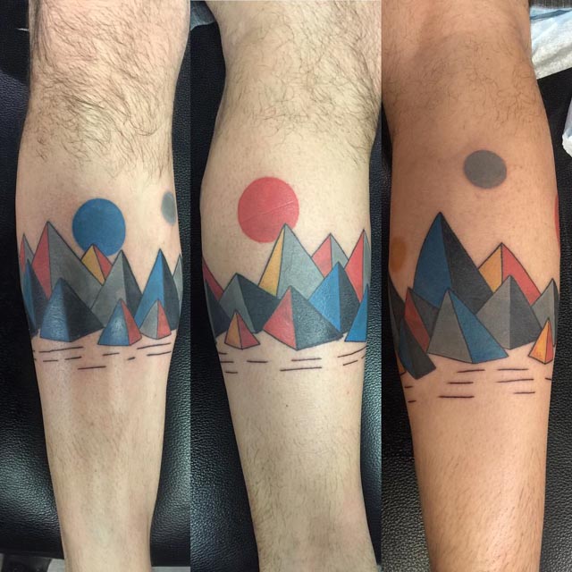mountains geometry tattoo