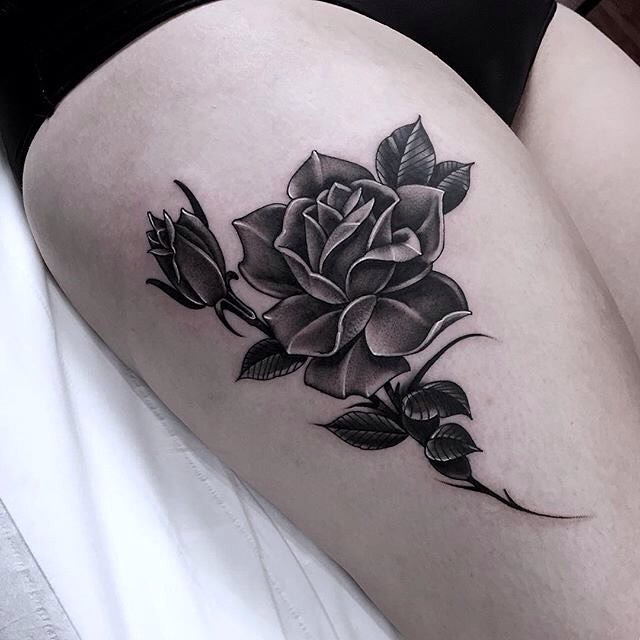grey tattoo rose