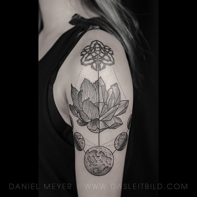 lotus tattoo with moon