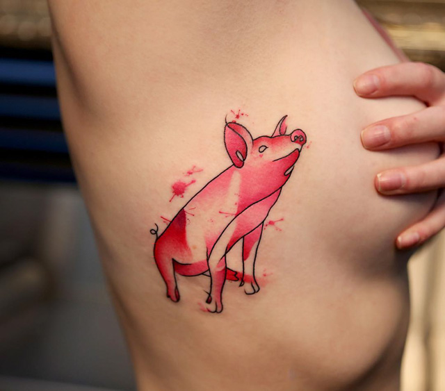 cute piggy tattoo