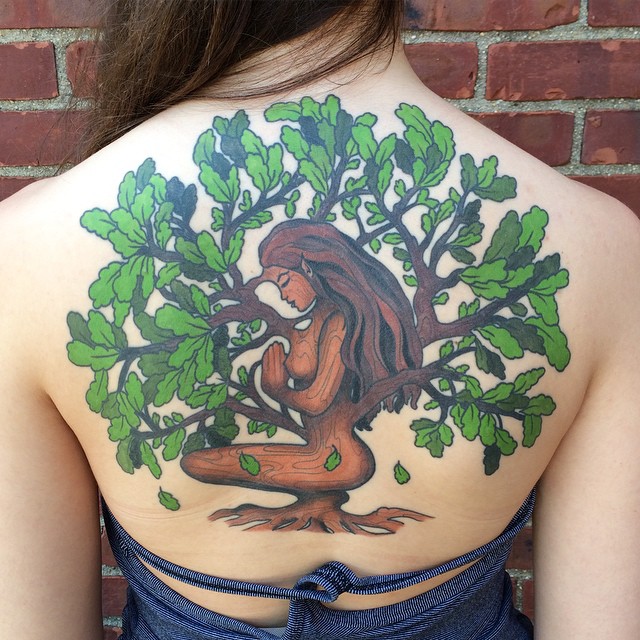 full back oak tree tattoo by Liana Joy