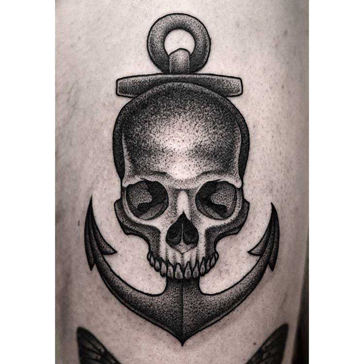 anchor skull tattoo nautical