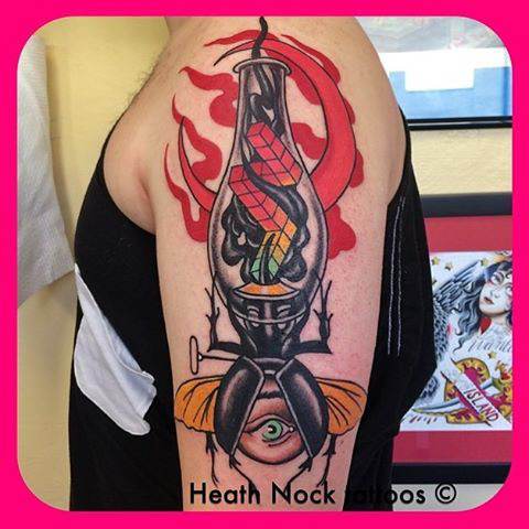 neo-traditional lantern tattoo abstraction